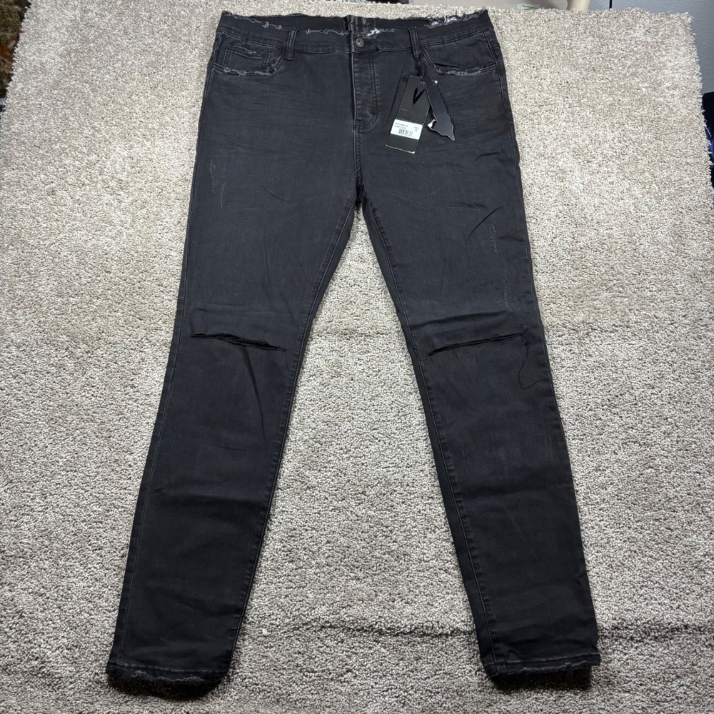 Valabasas Mr Clean 2.0 Mens Black Distressed Skinny Jeans Size 40 NEW NWT‎